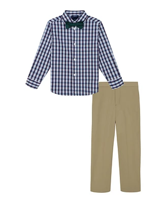 Tommy Hilfiger Toddler and Little Boys Stretch Henry Plaid Th Flex Performance Pant Bowtie, 3-Piece Set