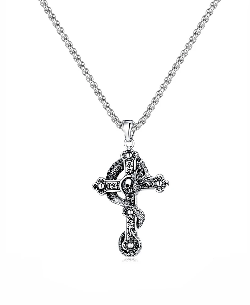 Rhona Sutton Silver Gothic Cross Stainless Steel Pendant Necklace