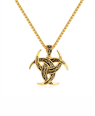 Rhona Sutton Gold Emblem Stainless Steel Pendant Necklace