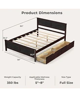 Gymax Full Size Wooden Bed Frame with 2 Storage Drawers & Under-bed Storage Espresso