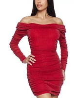 B Darlin Juniors' Off-The-Shoulder Long-Sleeve Bodycon Dress