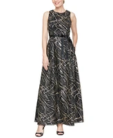 Alex Evenings Petite Sequinned Embroidered Evening Gown