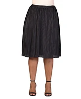 24seven Comfort Apparel Plus Elastic Waistband Party Midi Skirt