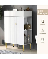 Slickblue 21.6" Bathroom Vanity Combo Cabinet with Sink and Storage for Compact Spaces