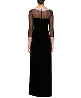 Alex Evenings Women's Embellished Illusion-Neck Gown