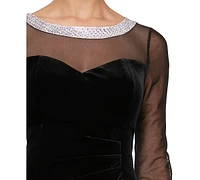 Alex Evenings Women's Embellished Illusion-Neck Gown