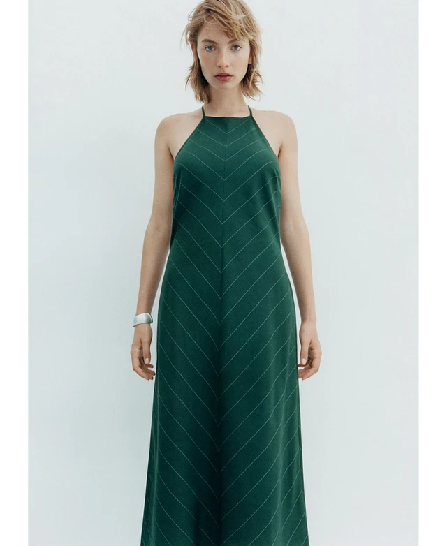mango pleated halter neck dress Pleated halter neck dress - Women