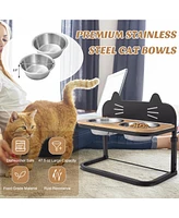 Sugift Elevated Pet Feeder with 2 Stainless Steel Bowls for Cats and Small and Medium Dogs