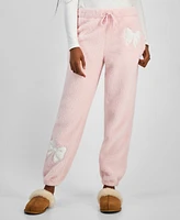 Madden Girl Juniors' Sherpa Fleece Bow Jogger Pants