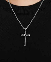 Rhona Sutton Silver Biblical Cross Stainless Steel Pendant Necklace