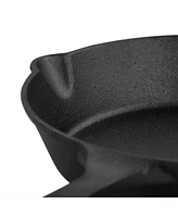 MegaChef 8 Inch Round Preseasoned Cast Iron Frying Pan in Black