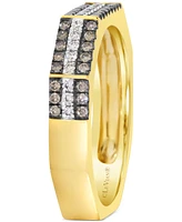 Le Vian Chocolatier Chocolate Diamond & Vanilla Diamond Three Row Ring (3/8 ct. t.w.) in 14k Gold