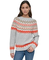 Dkny Jeans Women's Fair Isle Crewneck Raglan Sweater