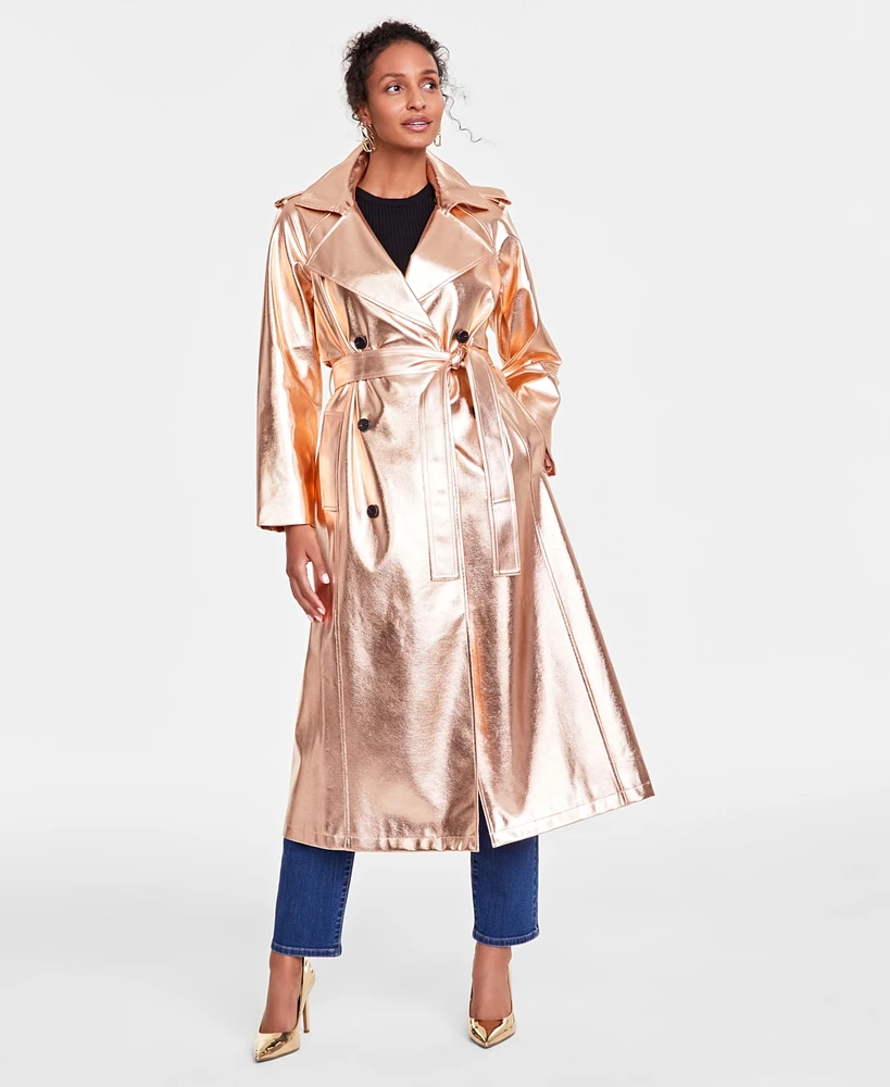 I.n.c. International Concepts Women's Metallic Trench Coat, Created for Macy's