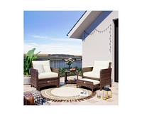 Pamapic 5-Piece Wicker Patio Conversation Set with Cushions