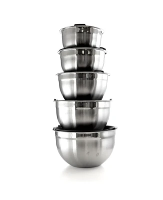 MegaChef 5 Piece Multipurpose Stackable Mixing Bowl Set with Lids