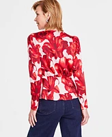 I.n.c. International Concepts Women's Printed Surplice-Neck Top, Created for Macy's