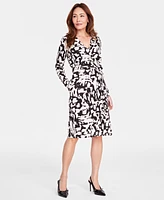 I.n.c. International Concepts Women's Printed Long-Sleeve Wrap Dress, Created for Macy's