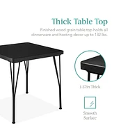 Best Choice Products 3-Piece Indoor Metal Wood Square Dining Table, Furniture Set w/ 2 Chairs