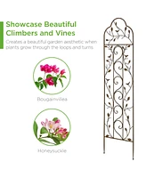 Best Choice Products Set of 2 60x15in Iron Arched Garden Trellis Fence Panel w/ Branches, Birds for Climbing Plants