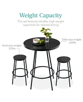 Best Choice Products 3-Piece Bistro Set, Modern Round Counter Height Dining Set w/ 2 Stools, Metal Frame