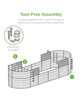 Best Choice Products 8x2x2ft Metal Raised Garden Bed, Oval Outdoor Planter Box w/ 4 Support Bars