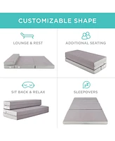 Best Choice Products 4in Thick Folding Portable Gray Mattress Topper w/ Carry Case