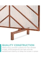 Best Choice Products 38x31in Single Panel Handcrafted Iron Chevron Fireplace Screen w/ Distressed Finish