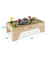 Best Choice Products Kids 35-Piece Train Table, Large Multipurpose Wooden Playset w/ Reversible Table Top