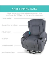 Best Choice Products Electric Power Lift Linen Recliner Massage Chair Furniture w/ Usb Port, Heat, Cupholders