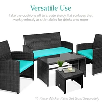 Best Choice Products Set of 2 Multipurpose Patio Wicker Ottomans w/ Removable Cushions, Steel Frame