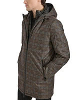 Kenneth Cole Men's Water-Resistant Hooded Stadium Coat with Removable Puffer Bib