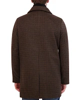 Kenneth Cole Men's Brush Houndstooth Textured Topcoat with Removable Bib