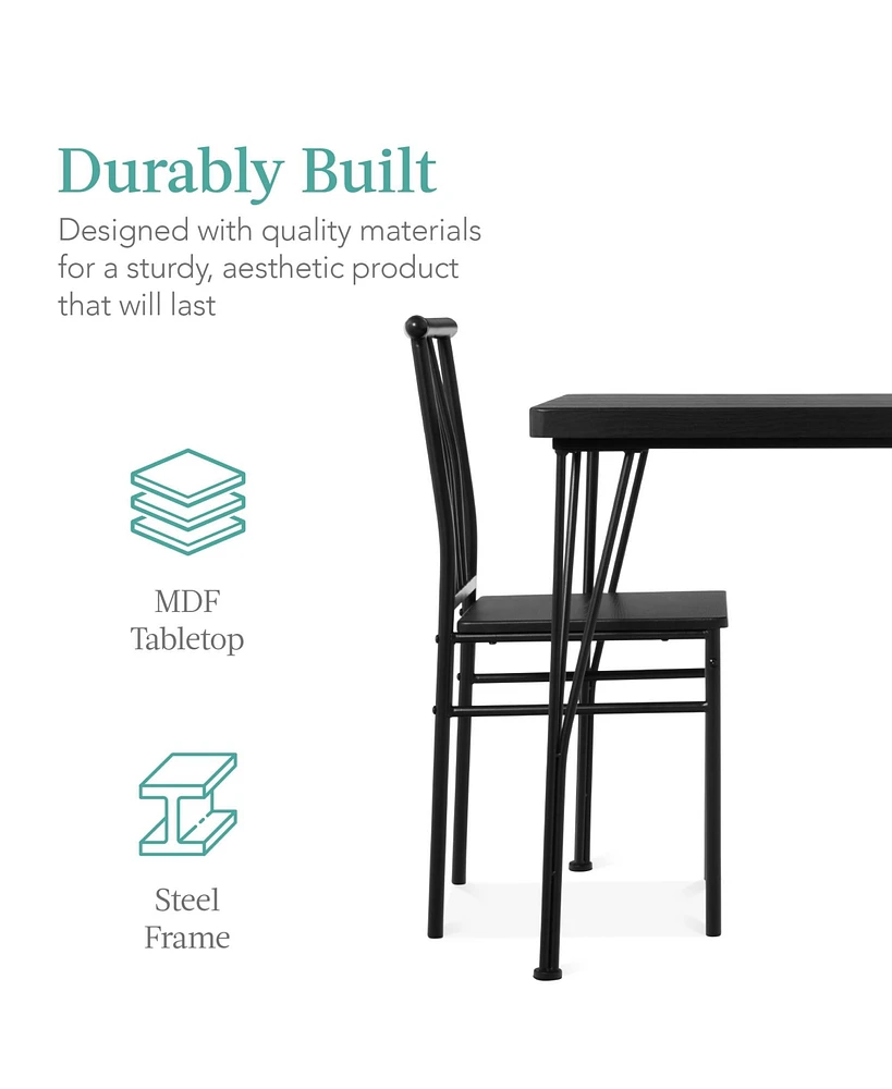 Best Choice Products 5-Piece Indoor Modern Metal Wood Rectangular Dining Table Furniture Set w/ 4 Chairs