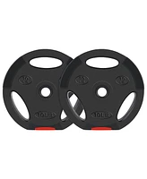 Signature Fitness Standard 10 Pound Coded Olympic Weight Plate, Black (Set of 2)