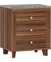 Tribesigns Nightstand with 3 Drawers, Wood Bedside Table Night Stands for Bedroom, Sofa Side End Table with Storage Drawers for Living Room, Small Spa