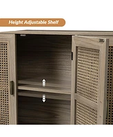 Hulala Home Pidcock Contemporary Door Accent Cabinet with Rattan