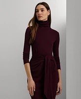 Lauren Ralph Women's Tie-Front Turtleneck Dress