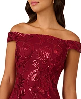 Adrianna Papell Women's Off-The-Shoulder Sequin Sheath Dress