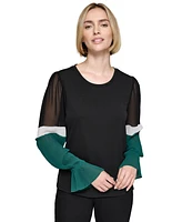 Karl Lagerfeld Paris Women's Colorblocked-Sleeve Top