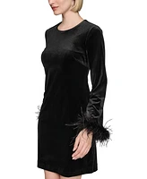 Karl Lagerfeld Paris Women's Velvet Feather-Trim Dress