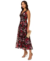 Adrianna Papell Women's Floral Sequin Fit & Flare Dress