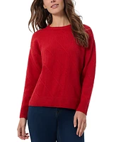 Jones New York Petite Diagonal Knit Crewneck Sweater