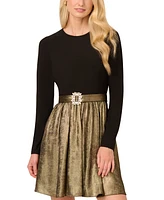 Adrianna by Papell Women's Long-Sleeve Belted Dress