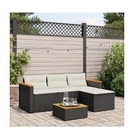 vidaXL 3 Piece Patio Sofa Set with Cushions Poly Rattan