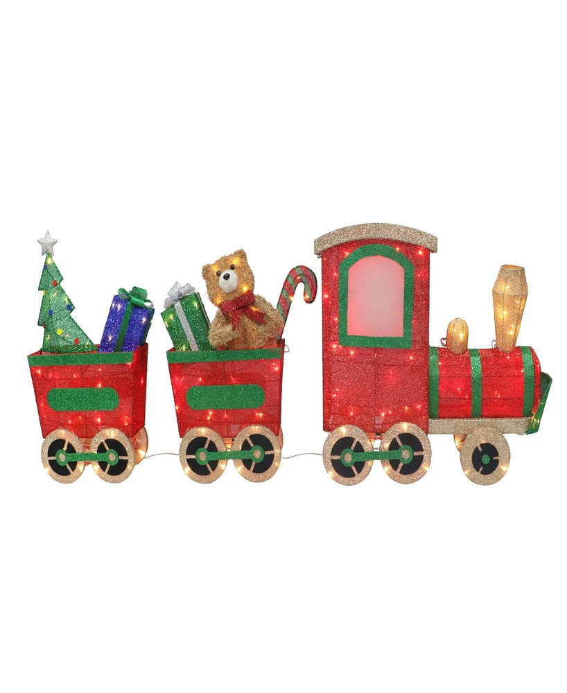 Puleo 71" Lighted Outdoor Wire Frame Train with Presents