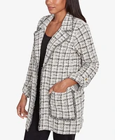 Ruby Rd. Petite Notch Collar Metallic Tweed Boucle Jacket