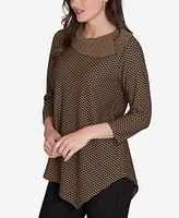 Ruby Rd. Petite Split Cowl Neck Textured Herringbone Jacquard Knit Top