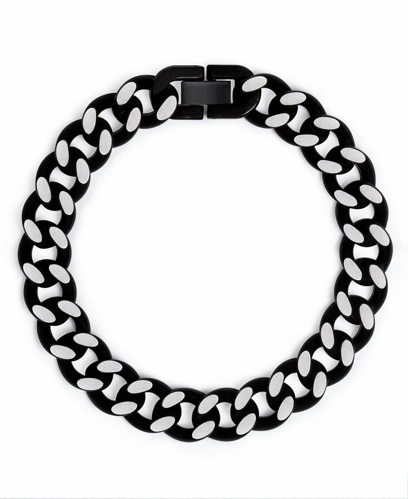 Rhona Sutton Black Silver Curb Chain Stainless Steel Bracelet