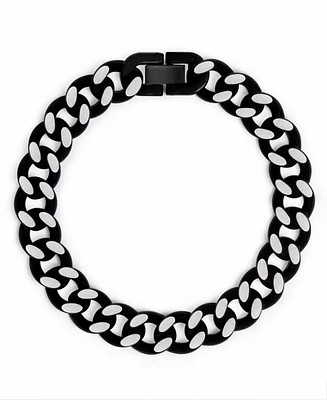 Rhona Sutton Black Silver Curb Chain Stainless Steel Bracelet